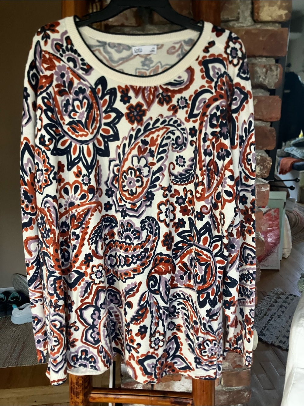Croft & Barrow Cream Floral Sweater (Cream, Blue, Rust) Size 4X/UK  30-32
